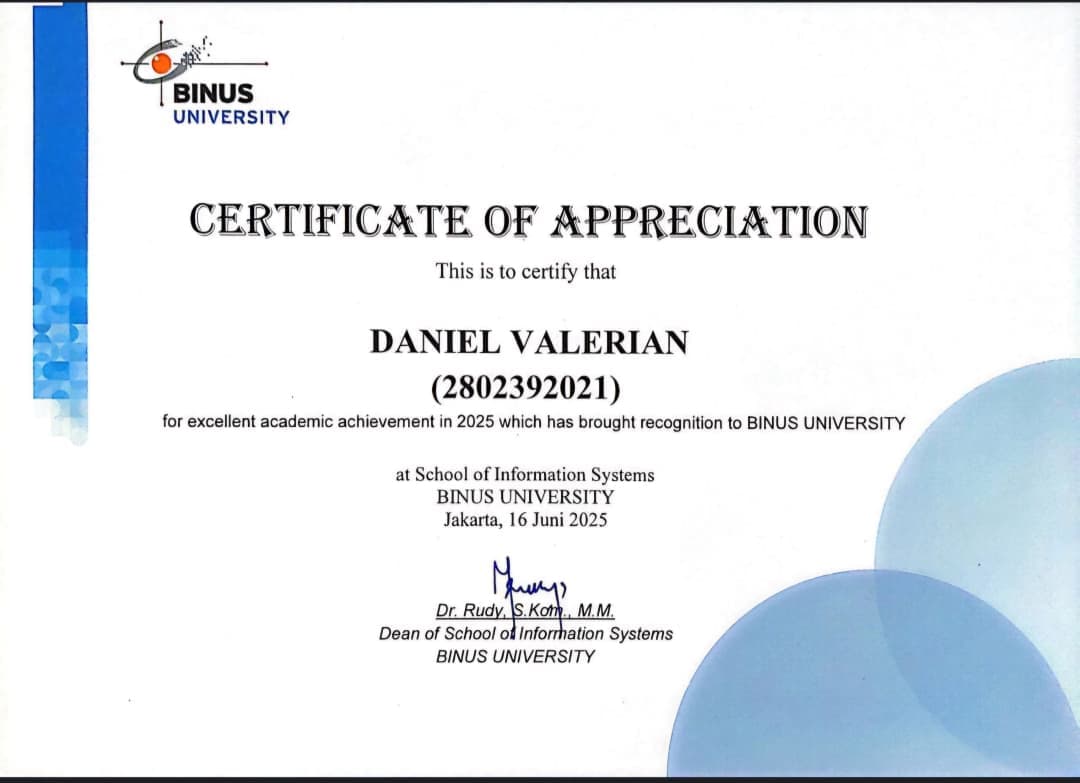 Certificate of Appreciation (SIS Appreciation Day)