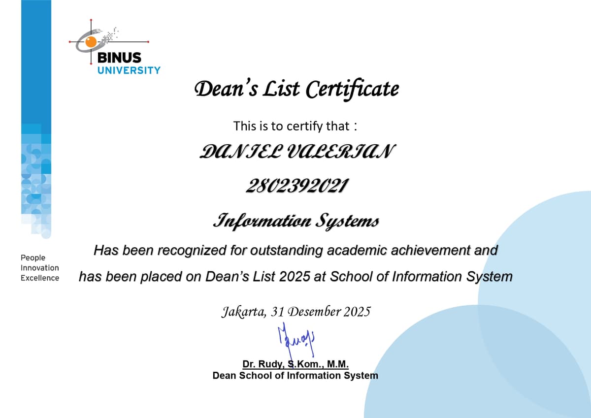 Dean's List Award